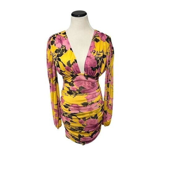 ASOS Design Floral Ruched Dress Sz 6 - Picture 1 of 4